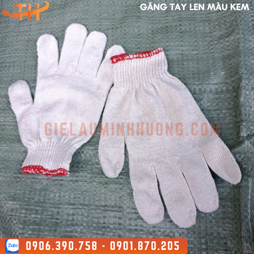Găng Tay Len Pha Cotton Màu Kem Găng Tay Len Pha Cotton Màu Kem