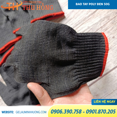 Găng tay poly màu đen 50g Găng tay poly màu đen 50g