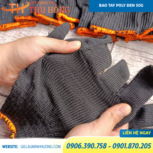 Găng tay poly màu đen 50g Găng tay poly màu đen 50g