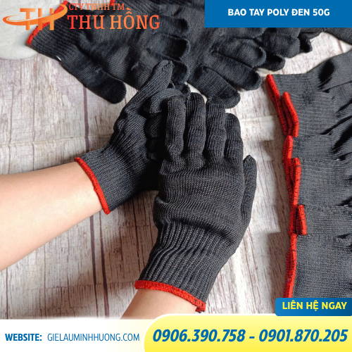 Găng tay poly màu đen 50g Găng tay poly màu đen 50g
