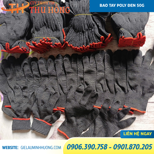Găng tay poly màu đen 50g Găng tay poly màu đen 50g