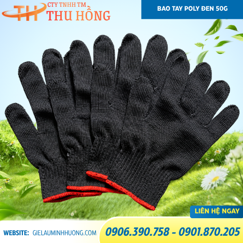 Găng tay poly màu đen 50g Găng tay poly màu đen 50g