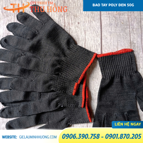 Găng tay poly màu đen 50g Găng tay poly màu đen 50g