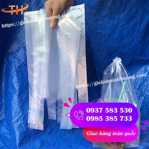 bán ký giá rẻ túi xốp hai quai đựng ly trà tắc