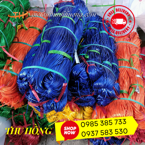 Bán sỉ dây nilon kẽm cứng nhiều màu xanh lá, xanh dương, vàng, cam  Bán sỉ dây nilon kẽm cứng nhiều màu xanh lá, xanh dương, vàng, cam