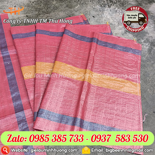 Bao bì PP dệt đựng 100kg đỏ sọc vàng giá sỉ rẻ Bao bì PP dệt đựng 100kg đỏ sọc vàng giá sỉ rẻ