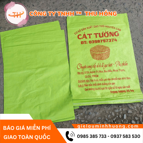 Bao đựng gạo in logo 25kg chữ Cát Tường Bao đựng gạo in logo 25kg chữ Cát Tường