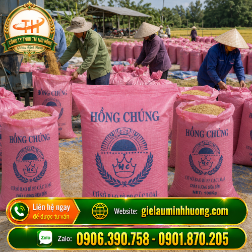 Bao đựng lúa Hồng Chúng 100kg được nhà nông ưa chuộng Bao đựng lúa Hồng Chúng 100kg được nhà nông ưa chuộng