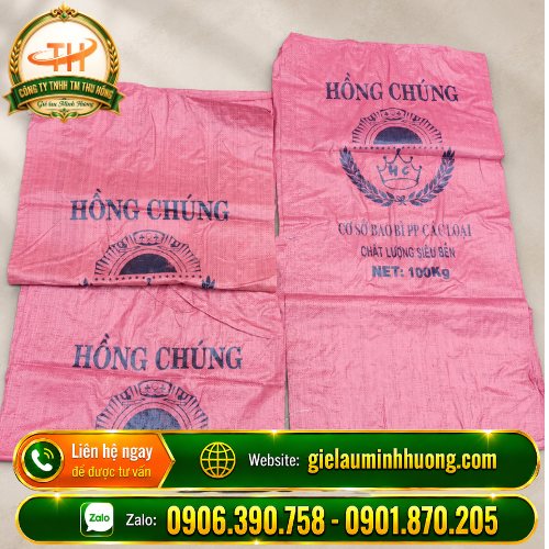 Bao đựng lúa Hồng Chúng 100kg in sẵn số lượng lớn Bao đựng lúa Hồng Chúng 100kg in sẵn số lượng lớn