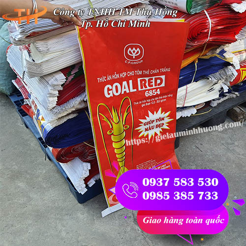 bao đựng thức ăn chăn nuôi tôm in logo loại 25kg