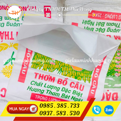 Bao gạo PP dệt 10kg và 25kg có in theo mẫu Bao gạo PP dệt 10kg và 25kg có in theo mẫu