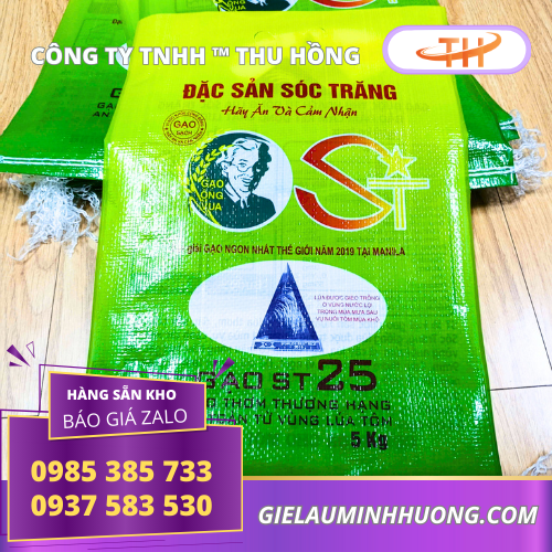 Bao gạo ST25 in sẵn loại đẹp cho vựa gạo Bao gạo ST25 in sẵn loại đẹp cho vựa gạo