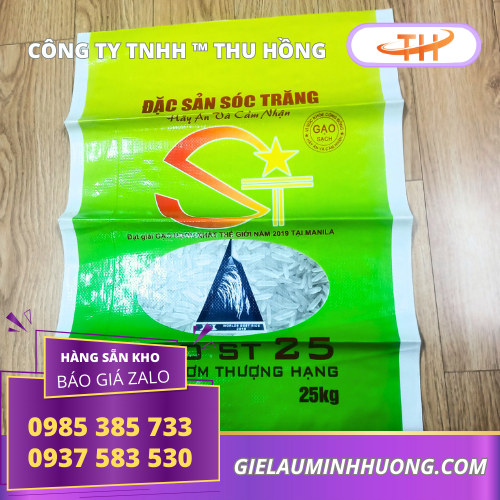 Bao gạo ST25 túi 25kg dày dặn, độ bền cao Bao gạo ST25 túi 25kg dày dặn, độ bền cao