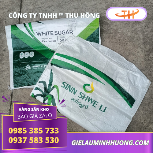 Bao PP dệt đựng đường 50kg in sẵn Bao PP dệt đựng đường 50kg in sẵn
