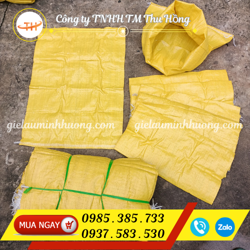 Bao PP dệt màu vàng đựng 25kg, 50kg siêu bền tốt  Bao PP dệt màu vàng đựng 25kg, 50kg siêu bền tốt