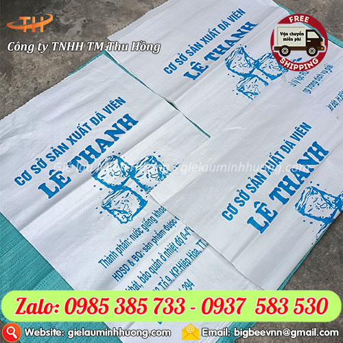 Bao PP đựng đá in chữ theo yêu cầu Bao PP đựng đá in chữ theo yêu cầu