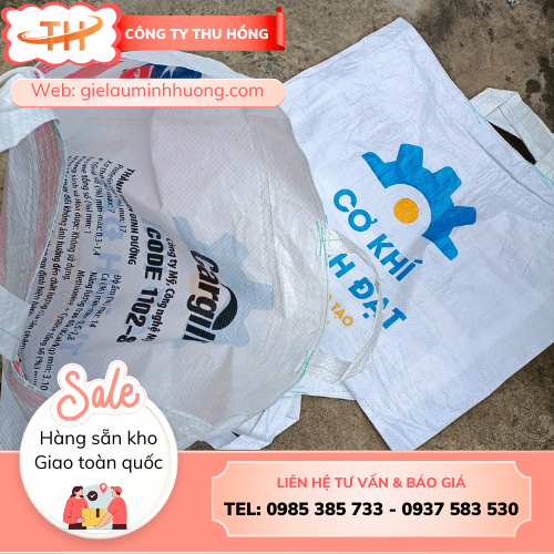 Bao tải cám cò hai quai in logo theo yêu cầu Bao tải cám cò hai quai có in logo theo yêu cầu