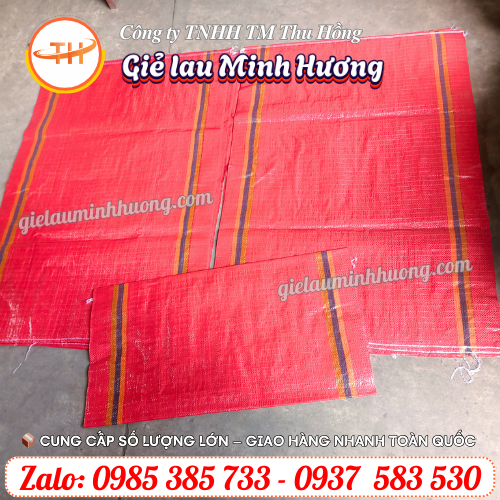 Bao tải đỏ 40kg may sẵn kích thước 60x110 Bao tải đỏ 40kg may sẵn kích thước 60x110