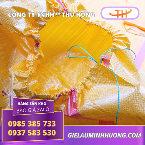 Bao tải dứa đóng hàng 200kg miệng có dây rút Bao tải dứa đóng hàng 200kg miệng có dây rút