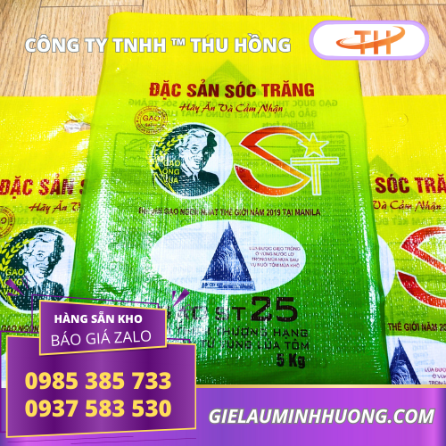 Bao tải dứa đựng gạo in logo Bao tải dứa đựng gạo giá rẻ cho vựa gạo