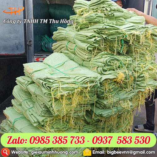 bao tải dứa đựng phân bón 80x110 xanh lá mỏng