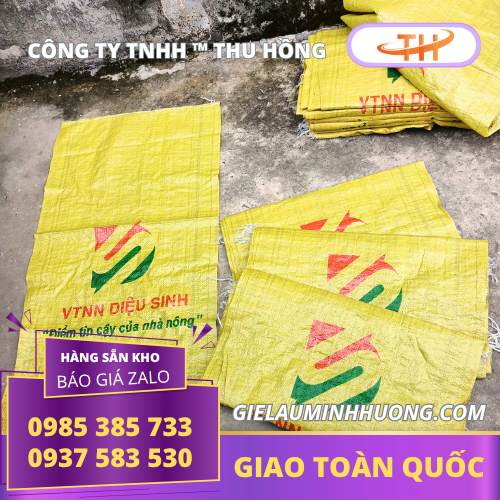 Bao tải dứa màu vàng in logo theo yêu cầu của doanh nghiệp Bao tải dứa màu vàng in logo theo yêu cầu của doanh nghiệp