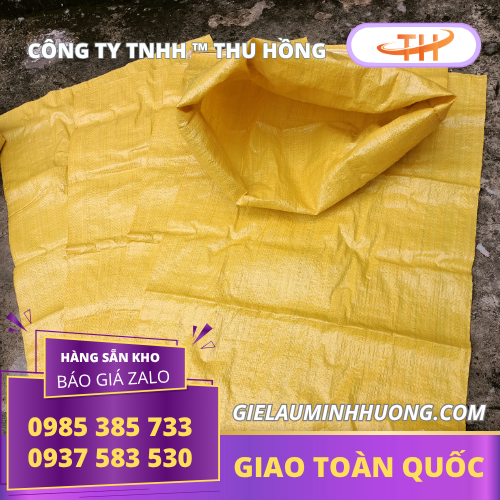 Chất liệu PP bền chắc – Dễ tái sử dụng, tiết kiệm chi phí Bao tải dứa màu vàng PP dệt bền bỉ, khó rách