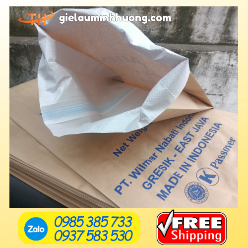 Bao tải giấy Kraft in logo 2 lớp Bao tải giấy Kraft in logo 2 lớp