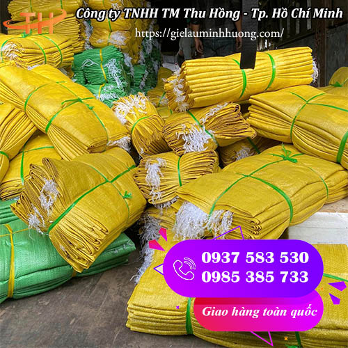 Bao tải màu vàng dày cỡ 80 x 100 bền bỉ khó rách Bao tải màu vàng dày cỡ 80 x 100 bền bỉ khó rách