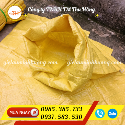 Bao tải PP dệt màu vàng đóng hàng đựng 25kg, 50kg Bao tải PP dệt màu vàng đóng hàng đựng 25kg, 50kg