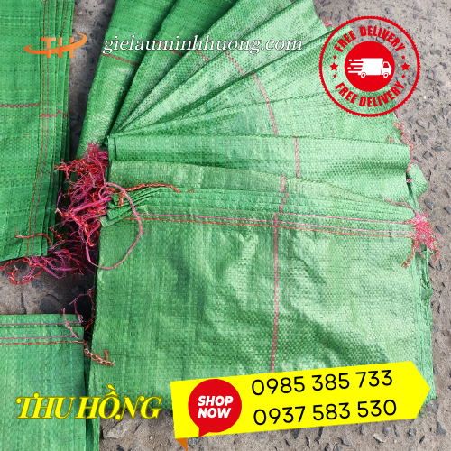 Bao tải xanh lá đựng đá viên dệt PP đủ mọi kích cỡ  Bao tải xanh lá đựng đá viên dệt PP đủ mọi kích cỡ