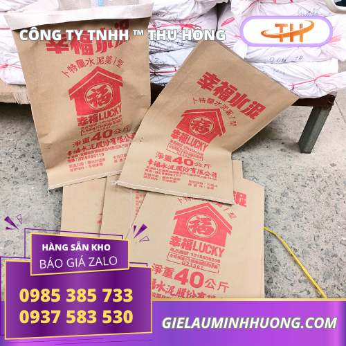 Bao tải xi măng giấy kraft in logo Bao tải xi măng giấy kraft in logo chống ẩm tốt