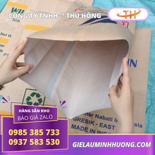 Bao tải xi măng giấy kraft in logo ghép PP dệt Bao tải xi măng giấy kraft in logo có ghép PP bên trong