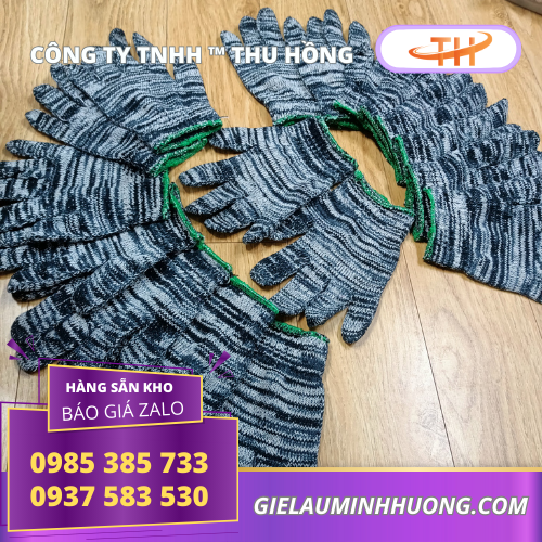 Bao tay bảo hộ muối tiêu 80g viền xanh lá chống trầy Bao tay bảo hộ muối tiêu 80g viền xanh lá chống trầy