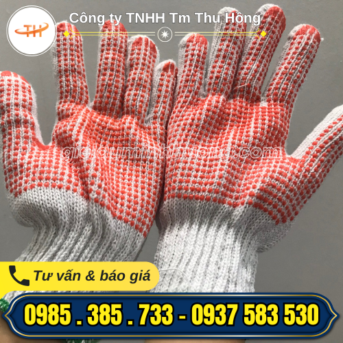 Bao tay len lao động phủ hạt nhựa PVC lòng bàn tay Bao tay len lao động phủ hạt nhựa PVC lòng bàn tay