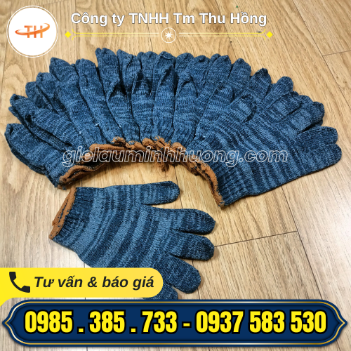 Bao tay len lao động xám đen Bao tay len lao động xám đen