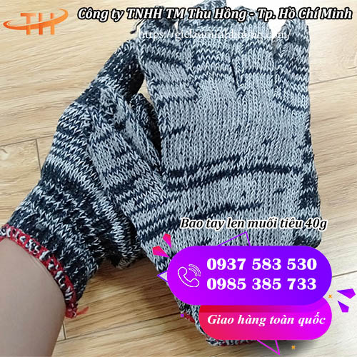 bao tay len muối tiêu 40g viền đỏ bao tay len muối tiêu 40g viền đỏ