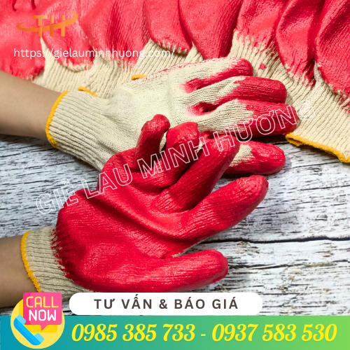 Bao tay len nhúng nhựa 1 mặt 50g bịch 10 đôi