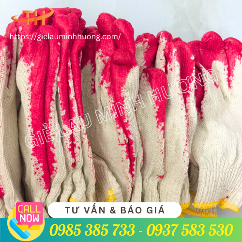 Bao tay len nhúng nhựa 1 mặt 50g siêu bám dính Bao tay len nhúng nhựa 1 mặt 50g siêu bám dính