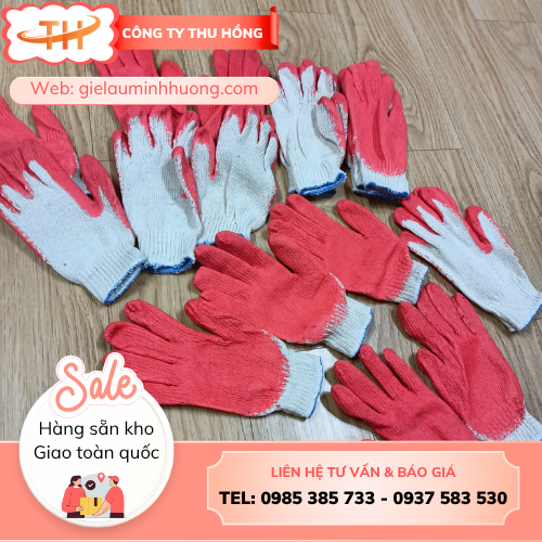 Bao tay len nhúng nhựa 40g Bao tay len nhúng nhựa 40g bám dính chắc chống tuột