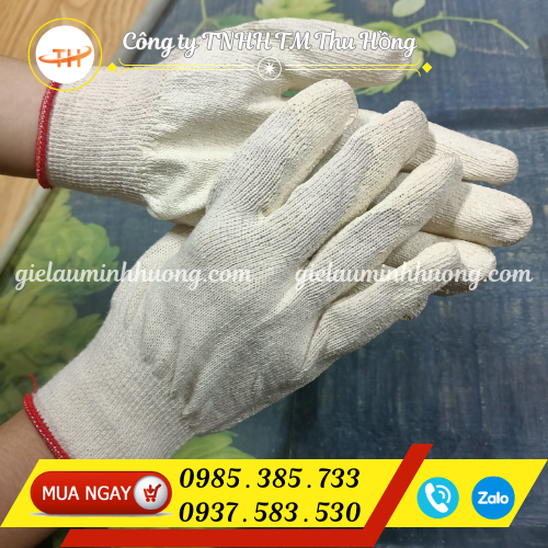 Bao tay len phủ nhựa trắng có viền Bao tay len phủ nhựa trắng có viền