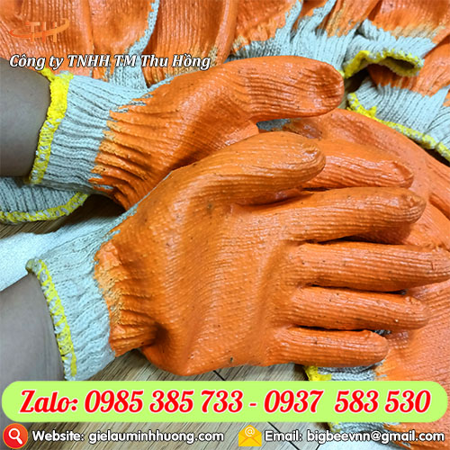 Bao tay len sợi nhúng nhựa phủ mặt trong bàn tay Bao tay len sợi nhúng nhựa phủ mặt trong bàn tay