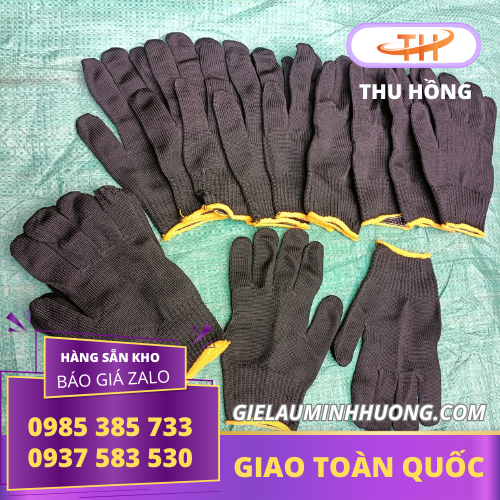 Bao tay len sợi poly màu đen Bao tay len sợi poly màu đen may viền