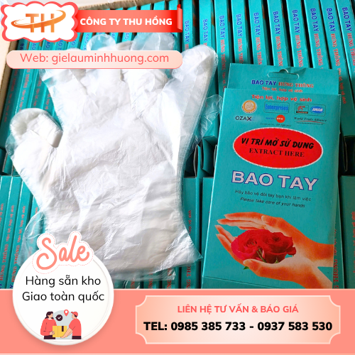 Bao tay nilon dùng một lần Bao tay nilon dùng một lần giá sỉ hộp 100 cái