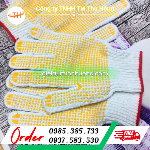 Bao tay sợi len phủ hạt nhựa 85g bảo hộ lao động Bao tay sợi len phủ hạt nhựa 85g bảo hộ lao động