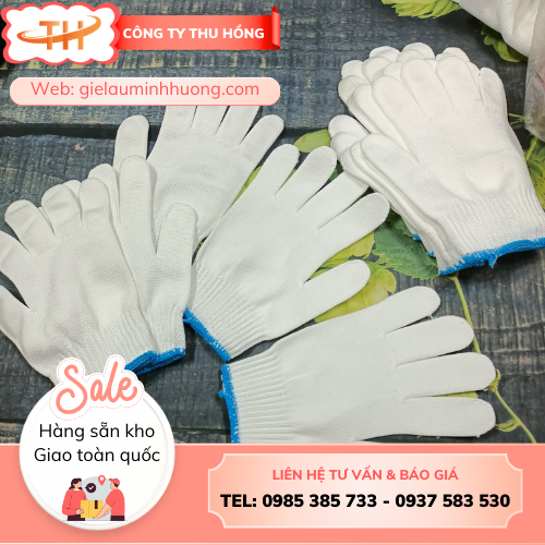 Bao tay sợi poly màu trắng 40g kim 10 Bao tay sợi poly màu trắng 40g kim 10 giá hời cho đơn vị mua sỉ
