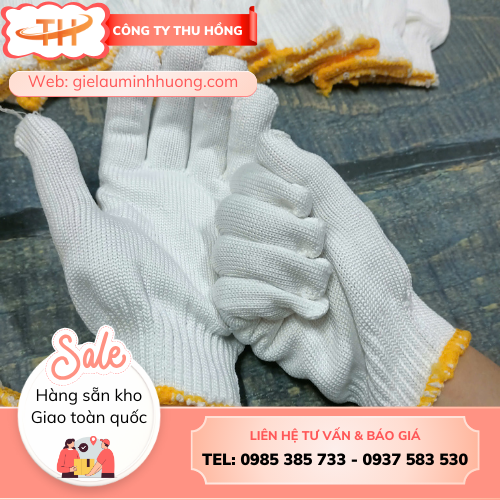 Bao tay sợi poly trắng 50g Bao tay sợi poly trắng 50g dệt kim 7