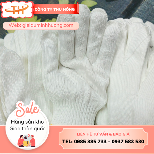 Bao tay sợi poly trắng 50g Bao tay sợi poly trắng 50g mịn, không xù lông