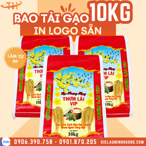 bảo tải gạo in sẵn logo 10Kg Bảo tải gạo in sẵn logo 10Kg