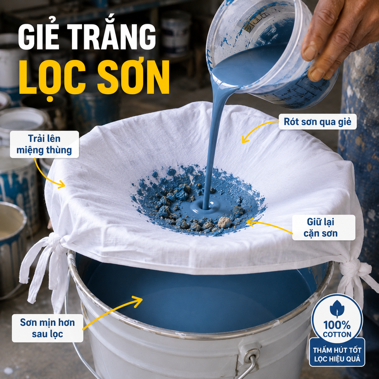 Cách giẻ lau trắng lọc sơn được sử dụng trong thực tế Cách giẻ lau trắng lọc sơn được sử dụng trong thực tế